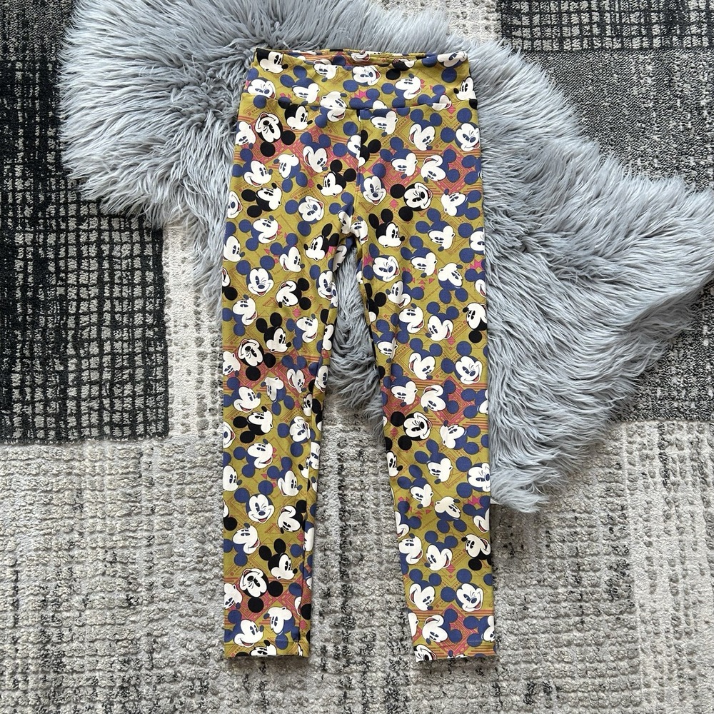 LuLaRoe Women's Disney One Size Leggings Light Brown With Mickey Mouse Design